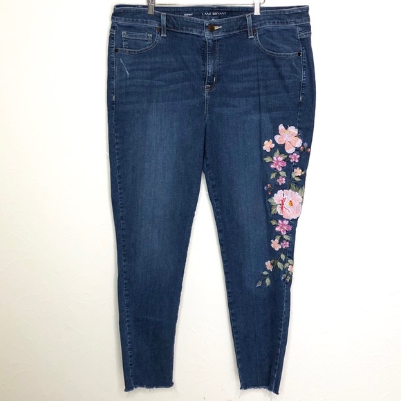Lane Bryant Denim - Lane Bryant Embroidered Floral Jeans